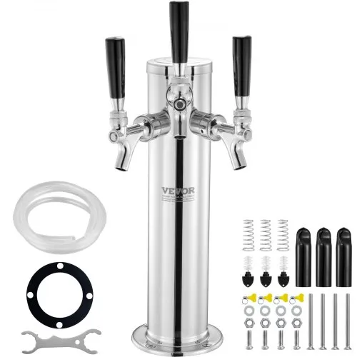 VEVOR Bierzapfturm mit 3 Zapfhähnen, Bierfassturm aus Edelstahl, Kegerator-Turm-Kit mit Vormontierten Schläuchen & selbstschließenden Zapfhähnen für Partys, Bars, Pubs und Restaurants VEVOR Bierzapfturm mit 3 Zapfhähnen, Bierfassturm aus Edelstahl, Kegerator-Turm-Kit mit Vormontierten Schläuchen & selbstschließenden Zapfhähnen für Partys, Bars, Pubs und Restaurants