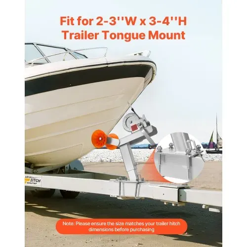 VEVOR Bootsanhänger-Sitz mit Rolle, 544kg Winde & 51mm x 7,6m Windengurt, Bootswindenhalterung mit U-Bolzen für 50,8–76,2mm B x 76,2–101,6mm H Anhängerkupplung, Jetski, Segelboot, Schnellboot – Bild 3