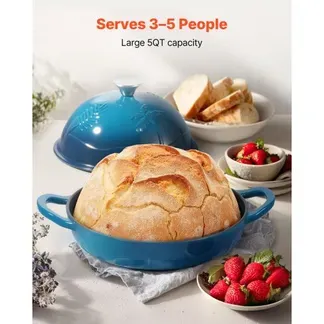 VEVOR Schmortopf aus emailliertem Gusseisen, 4,73 L Dutch Oven zum Backen von Sauerteigbrot, robuster Kochtopf mit Deckel & 2 Griffen, geeignet bis 260 °C, Brottopf zum Kochen und Braten VEVOR Schmortopf aus emailliertem Gusseisen, 4,73 L Dutch Oven zum Backen von Sauerteigbrot, robuster Kochtopf mit Deckel & 2 Griffen, geeignet bis 260 °C, Brottopf zum Kochen und Braten