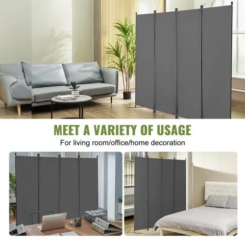 VEVOR Raumteiler Trennwand 4-teiliger Paravent Stellwand, faltbarer Sichtschutz für Büro Schlafzimmer Esszimmer Arbeitszimmer Balkon, Raumtrenner freistehend (56 x 45 x 172,5 cm), Grau – Bild 5