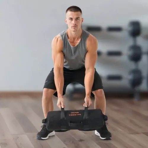 VEVOR Workout-Sandsack, strapazierfähige Powerbags Sandsack-Trainingstasche mit Griffen, verstellbar 2-11 kg für Fitness-Krafttraining, Cross-Training, Fitnessstudio-Übungen, Schwarz (ungefüllt) – Bild 7