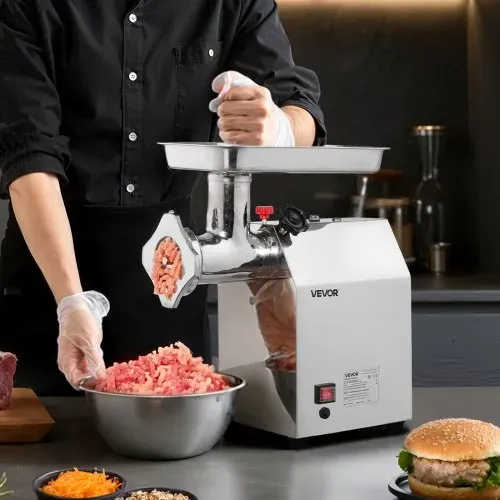 VEVOR elektrischer Fleischwolf mit 4,2 kg/min Kapazität, industrieller Tisch-Fleischwolf 1100 W mit Klinge & Mahlplatte, Wurstmaschine, kommerzieller Fleischwolf aus Edelstahl für Restaurant – Bild 7