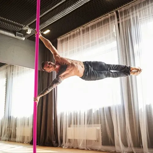 VEVOR Professionelle Tanzstange, Pole Dance Tragbare Tanzstange Profi ca. 216,3-270 cm Höhenverstellbare Abnehmbare Fitnessstange Spinning Fitness Pink, Statische Tanzstange Fitnessstudios – Bild 7