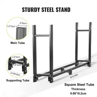 VEVOR Metall Kaminholzregal 590 kg Haltekapazität, Brennholzregal 244,5×36,2×122 cm, Holzunterstand mit PVC Abdeckung, Kaminholzhalter Holzregal für Kaminholz Schwarz, Stapelhilfe für Brennholz Außen VEVOR Metall Kaminholzregal 590 kg Haltekapazität, Brennholzregal 244,5×36,2×122 cm, Holzunterstand mit PVC Abdeckung, Kaminholzhalter Holzregal für Kaminholz Schwarz, Stapelhilfe für Brennholz Außen