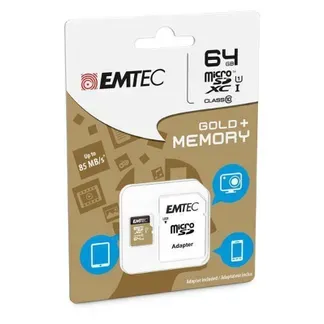 Flash SecureDigitalCard (microSD) 64GB – EMTEC Gold+ Flash SecureDigitalCard (microSD) 64GB – EMTEC Gold+