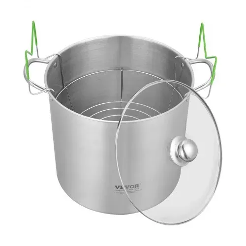 VEVOR Einmachtopf Einkochtopf (19,86 L) mit Gestell, Kochtopf aus Edelstahl im Wasserbad mit Doppelgriff & Glasdeckel, kompatibel mit allen Kochfeldern: Induktion Gas Elektro Glas Keramik Halogen – Bild 10