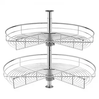 VEVOR nierenförmiger Chrom-Eck-Organizer 360° drehbare Gewürzregal Organizer, 2-stufiges höhenverstellbares Lagerregal (23 kg belastbar), Lazy Susan-Ersatzregal aus Karbonstahl für Schrankecken VEVOR nierenförmiger Chrom-Eck-Organizer 360° drehbare Gewürzregal Organizer, 2-stufiges höhenverstellbares Lagerregal (23 kg belastbar), Lazy Susan-Ersatzregal aus Karbonstahl für Schrankecken