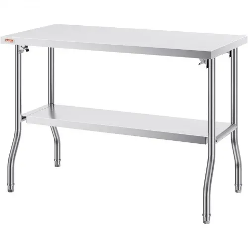 VEVOR Arbeitstisch Küche, 1220 x 610 x 850 mm Arbeitstisch Gastro 2-lagiger Zubereitungstisch Edelstahl Gastro Tisch, Essenszubereitung Gewerbe Küchentisch Lebensmittel Küchentisch Edelstahltisch – Bild 8
