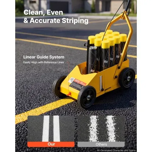 VEVOR Markierungswagen Linien-Markiergerät Linemarker 12 Spraydosen Gelb, Bodenmarkierung für Parkplatz Werkstatt Straße Einkaufszentrum Sportplatz 50–100 mm Einstellbare Linienbreite mit Adapterdüse VEVOR Markierungswagen Linien-Markiergerät Linemarker 12 Spraydosen Gelb, Bodenmarkierung für Parkplatz Werkstatt Straße Einkaufszentrum Sportplatz 50–100 mm Einstellbare Linienbreite mit Adapterdüse