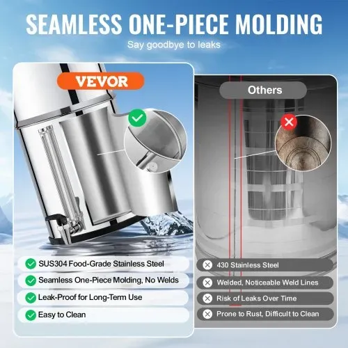 VEVOR Schwerkraft Wasserfiltersystem Edelstahl Arbeitsplattensystem 7,8+8,5L Wasserfiltrationssystem, reduziert Blei und bis zu 99 % Chlor, mit 2 Keramik-Kohlefiltern & Zapfhahn, Camping Wohnmobil – Bild 2