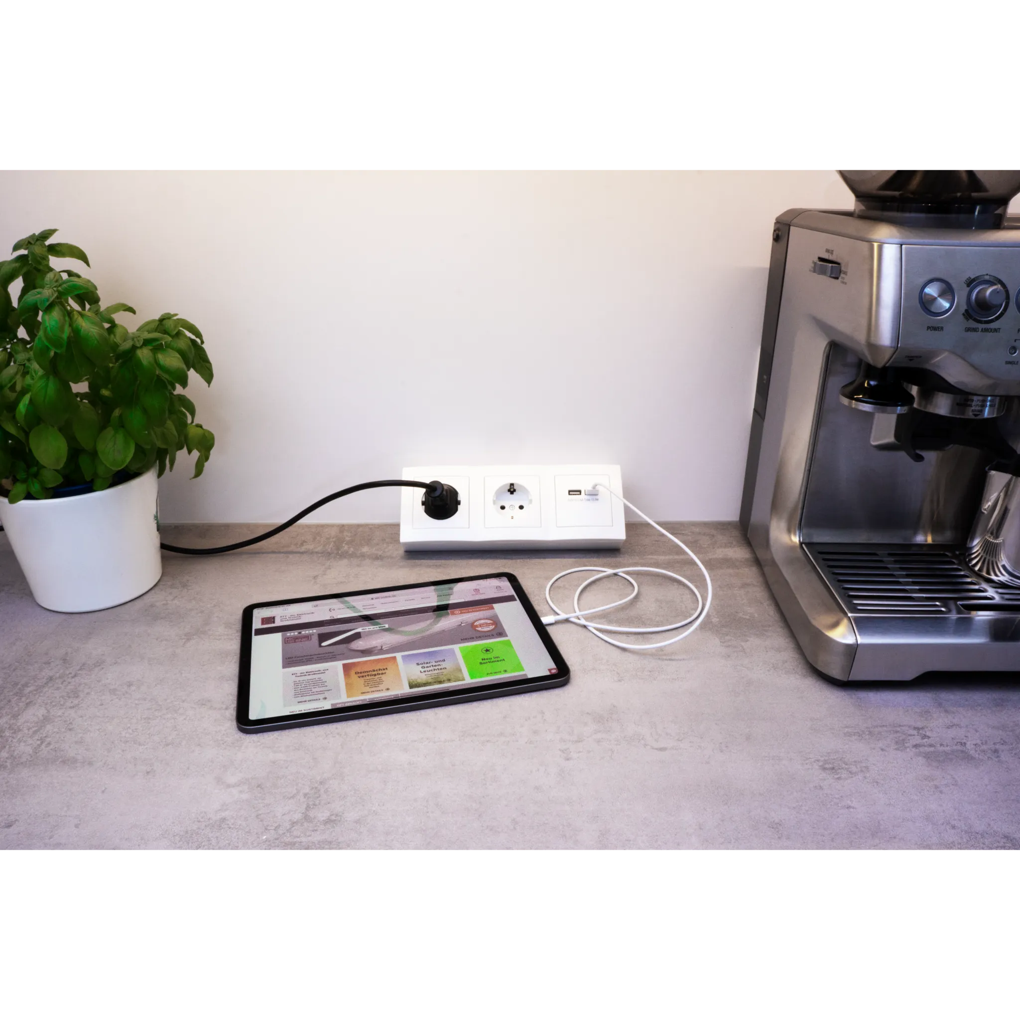 Steckdosenblock McPower ''Flair'' Aufbau, weiß, 2-fach Schutzkontakt + 2x USB – Bild 5