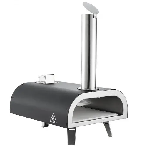 VEVOR Pizzaofen Outdoor 12 Zoll Pellet-Pizzaofen mit eingebautem Thermometer (max. 540 °C) & Schaufel & Tragtasche, tragbarer Pizzamaker für Garten Camping, Silber – Bild 9