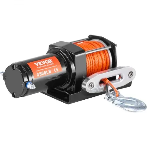 VEVOR Elektrische Seilwinde, 3500 lb Seilzugkapazität, 12 V DC ATV/UTV-Winde mit Φ3/16 Zoll x 39 Fuß 12 Strängen Synthetikseil, Aluminium-Seilführung, kabelgebundene Fernbedienung, IP55 wasserdicht zum Schleppen von UTV, ATV, Boot – Bild 9