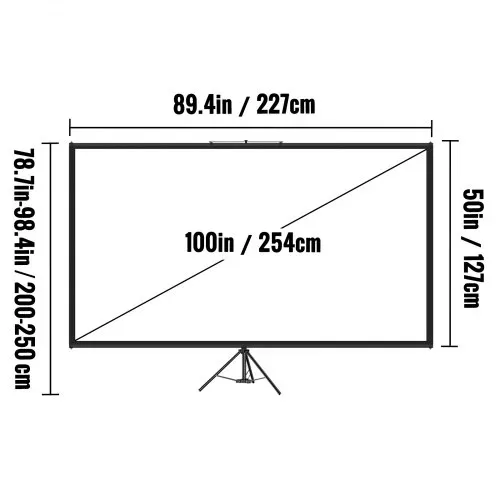 VEVOR 16:9 Beamer Leinwand 100 Zoll 4K HD Präsentationswand Stativ Projektionsfläche 227x127cm Rolloleinwand 160-Grad-Betrachtungswinkel Leinwand 200-250cm Höhenverstellbar für Heimkino Tagungsraum – Bild 7