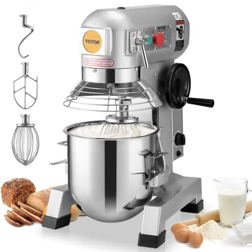 VEVOR Kommerzieller Küchenmixer, 18,7 l kommerzieller Standmixer mit 3 einstellbaren Geschwindigkeiten, 1100 W Teigmixer mit Edelstahlschüssel und 3 Mixaufsätzen, ideal für Restaurant, Bäckerei, Konditorei, Café VEVOR Kommerzieller Küchenmixer, 18,7 l kommerzieller Standmixer mit 3 einstellbaren Geschwindigkeiten, 1100 W Teigmixer mit Edelstahlschüssel und 3 Mixaufsätzen, ideal für Restaurant, Bäckerei, Konditorei, Café