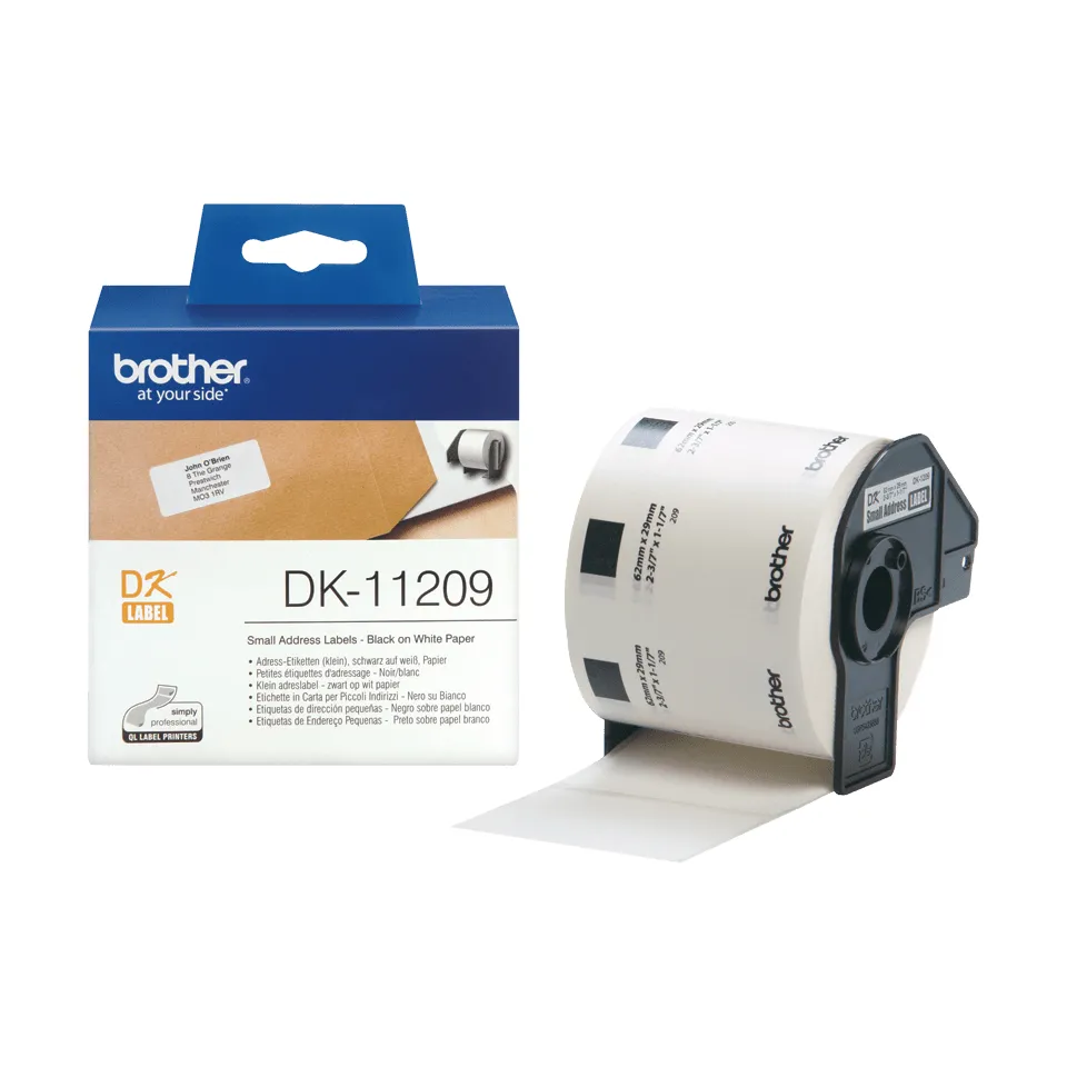 Brother DK-11209 Etiketten erstellendes Band Schwarz auf weiss Brother DK-11209 Etiketten erstellendes Band Schwarz auf weiss
