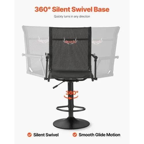 VEVOR Faltstuhl Campingstuhl Anglerstuhl mit gepolsterten Armlehnen, höhenverstellbarer Klappstuhl Gartenstuhl (136 kg belastbar) 360° geräuschlos drehbar, für Picknick Garten Outdoor Angeln – Bild 2
