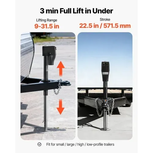 VEVOR Elektrischer Anhängerheber 2268 kg, Elektro Stützfuß 230-686mm Hub, Wohnmobil-Anhängerstütze mit Kurbel, Schutzabdeckung & LED für Wohnwagen, Wohnmobile & Camper, 12 V DC mit Kabelbaum – Bild 3