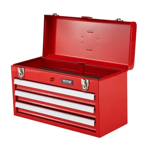 VEVOR Werkzeugkiste 520 x 218 x 304 mm, Werkzeugkasten mit 3 Schubladen, Werkzeugkoffer mit EVA-Einlagen, kugelgelagerten Schubladenverriegelungen & Pulverbeschichtung, Werkzeug-Organizer, rot – Bild 10