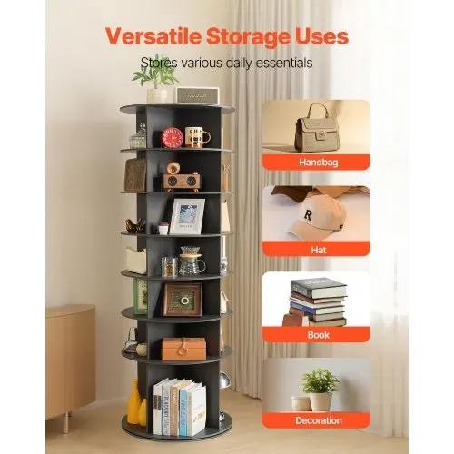 VEVOR Schuhregal Schuhschrank für 28 Paar Schuhe (7-stöckig) 360° drehbar, platzsparende Schuhaufbewahrung, Schuhablage für Schlafzimmer Wohnzimmer Eingangsbereich, Schwarz 598 x 598 x 1805 mm – Bild 6