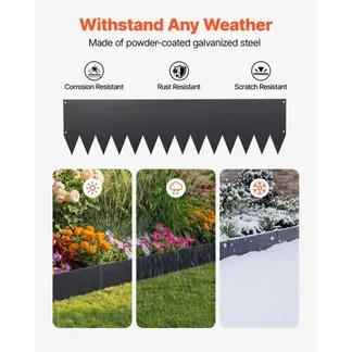 VEVOR Rasenkante 6er-Pack, 1016×254 mm, Beeteinfassung aus Verzinktem Stahl, inkl. 8 Befestigungsclips, Beetbegrenzung, Rasenbleche, Mähkante Metall Palisade für Blumenbeete & Gartenwege, Schwarz VEVOR Rasenkante 6er-Pack, 1016×254 mm, Beeteinfassung aus Verzinktem Stahl, inkl. 8 Befestigungsclips, Beetbegrenzung, Rasenbleche, Mähkante Metall Palisade für Blumenbeete & Gartenwege, Schwarz