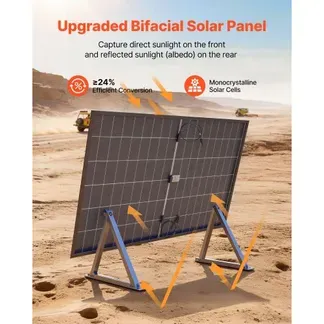 VEVOR Bifaziales Solarpanel 2 Stk. 400W, 16BB N-Typ Monokristallines PV-Modul 24% Wirkungsgrad, IP65 wasserdichtes Solarmodul mit MC4-Ausgang & Alu-Rahmen für Auto, Boot, RV, netzunabhängig VEVOR Bifaziales Solarpanel 2 Stk. 400W, 16BB N-Typ Monokristallines PV-Modul 24% Wirkungsgrad, IP65 wasserdichtes Solarmodul mit MC4-Ausgang & Alu-Rahmen für Auto, Boot, RV, netzunabhängig