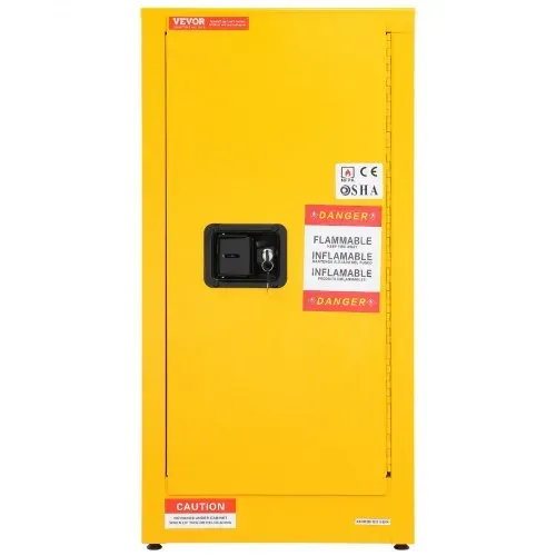 VEVOR Sicherheitslagerschrank 16 Gallonen, 460 x 460 x 900 mm Sicherheitsschrank mit zwei verstellbaren Trennwänden für Brennbare Stoffe Abschließbares Design, mit 2 Schlössern & 1 Erdungskabel Gelb – Bild 9