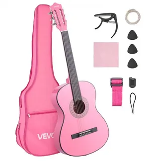 VEVOR Konzertgitarre, 960 mm, Holz-Klassikgitarren-Starter-Set für Anfänger, mit Nylonsaiten, Gigbag, Gurt, Stimmgerät, zusätzlichen Saiten, Plektren, Kapodaster, Linde, für Einsteiger, Pink VEVOR Konzertgitarre, 960 mm, Holz-Klassikgitarren-Starter-Set für Anfänger, mit Nylonsaiten, Gigbag, Gurt, Stimmgerät, zusätzlichen Saiten, Plektren, Kapodaster, Linde, für Einsteiger, Pink