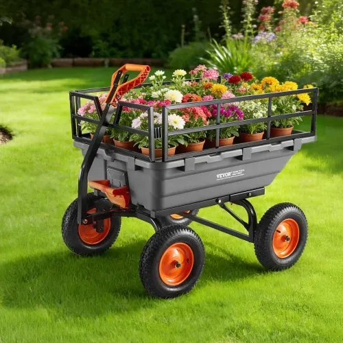 VEVOR Gartenwagen 680 kg, Transportwagen mit Kippfunktion, Handwagen mit 2-in-1-Kippgriff, Transportkarre, Handkarre, Bollerwagen, Bastelwagen, Kippwagen für Pflanzen, Erde & Erntegut – Bild 7