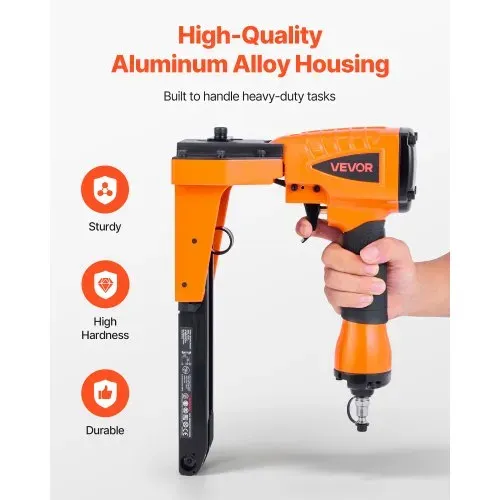 VEVOR Pneumatisches Kartonverschlussgerät, Kartonverschlusshefter für 34,8 mm Krone, 16 mm und 19 mm Länge, 70–120 PSI Kartondeckelhefter für Kisten, Kartonverschluss, Verpackung – Bild 5