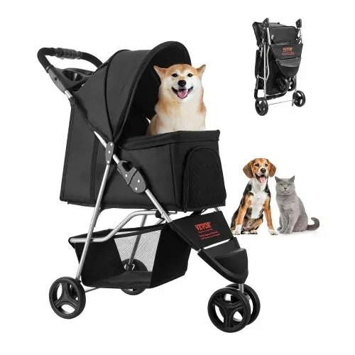 VEVOR Hundewagen, Tragkraft 16 kg, faltbarer Tierbuggy, Katzenwagen mit 3 Rädern, Netzfenstern & Getränkehaltern, Hundebuggy mit Bremse, für kleine bis mittelgroße Haustiere VEVOR Hundewagen, Tragkraft 16 kg, faltbarer Tierbuggy, Katzenwagen mit 3 Rädern, Netzfenstern & Getränkehaltern, Hundebuggy mit Bremse, für kleine bis mittelgroße Haustiere