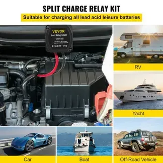 VEVOR Doppelbatterie Trennrelais 12 V Split Charge Kit, 140 A spannungsempfindliches Relais Set -30-105 ℃, automatisches Ladegerät & 2 m Kabel Set für Lastwagen, Wohnmobil, Werkstatt, Auto & Schiff VEVOR Doppelbatterie Trennrelais 12 V Split Charge Kit, 140 A spannungsempfindliches Relais Set -30-105 ℃, automatisches Ladegerät & 2 m Kabel Set für Lastwagen, Wohnmobil, Werkstatt, Auto & Schiff