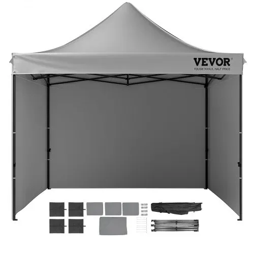 VEVOR Pavillon 304,8x304,8x320cm Gartenzelt 500D PU-Silber-Gewebe Faltpavillon höhenverstellbar inkl. Aufbewahrungstasche Partyzelt 6-8 Personen Pop up Zelt Faltzelt Gartenpavillon für Campingausflug – Bild 8