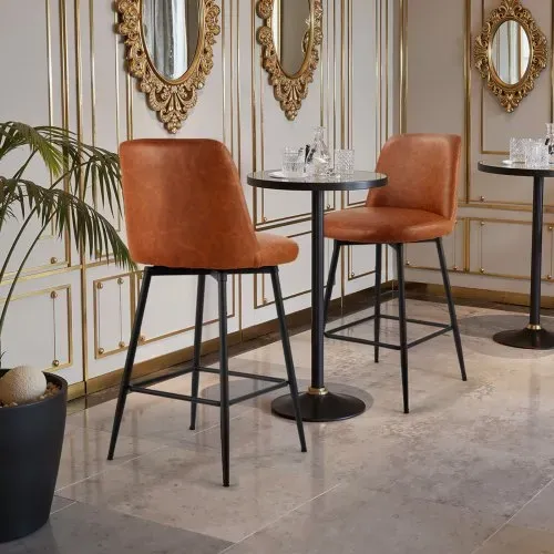 VEVOR Barhocker Thekenhocker 2 Stk. (98 cm hoch) Küchenstuhl mit Rückenlehne & Metallrahmen, Bistrostuhl (136,1 kg belastbar) Küche Esszimmer Kücheninsel Bar, Barstuhl Küchenhocker Braun – Bild 7