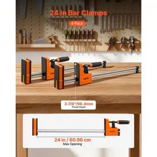 VEVOR Schraubzwingen 4er-Pack, 60,96 cm Öffnung, F-Zwingen, 680 kg Klemmzwingen, 2-fach Klemm-/Spreizfunktion, Weiche Gummifüße, Stange aus Kohlenstoffstahl, für Holz- & Metallbearbeitung VEVOR Schraubzwingen 4er-Pack, 60,96 cm Öffnung, F-Zwingen, 680 kg Klemmzwingen, 2-fach Klemm-/Spreizfunktion, Weiche Gummifüße, Stange aus Kohlenstoffstahl, für Holz- & Metallbearbeitung
