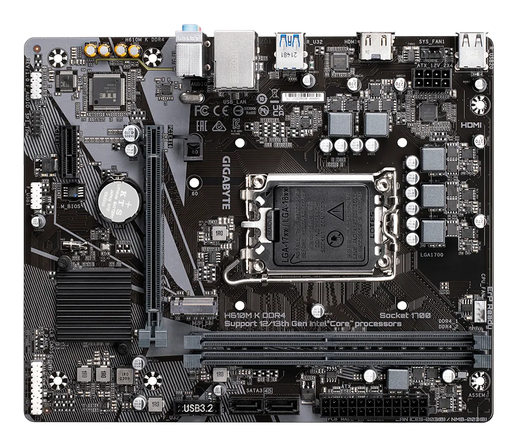 GIGABYTE H610M K DDR4 Mainboard - Unterstützt Intel Core Prozessoren 14th Gen CPUs, 3+1+1 Phases Hybrid Power Design, up to 3200MHz DDR4, 1xPCIe 3.0 M.2, GbE LAN, USB 3.2 Gen 1 – Bild 5