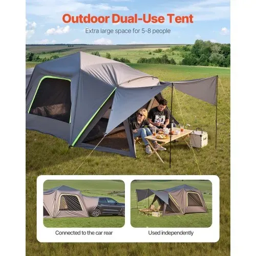 VEVOR SUV-Zelt Camping Auto-Zelt (305 x 310 x 230 cm) wasserdichtes PU2000 geräumiges Doppelschicht-Design für 5-8 Personen, SUV-Campingzelt mit Schattenmarkise & Netzfenstern & Regendach & Tasche VEVOR SUV-Zelt Camping Auto-Zelt (305 x 310 x 230 cm) wasserdichtes PU2000 geräumiges Doppelschicht-Design für 5-8 Personen, SUV-Campingzelt mit Schattenmarkise & Netzfenstern & Regendach & Tasche