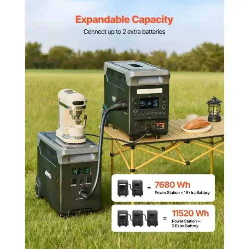 VEVOR Zusatzakku für tragbare Powerstation, 3840 Wh LiFePO4 Zusatz-Erweiterungsakku mit 3 Ausgangsanschlüssen für den Heimgebrauch, Camping, Roadtrips, Wohnmobile, Notfälle – Bild 2