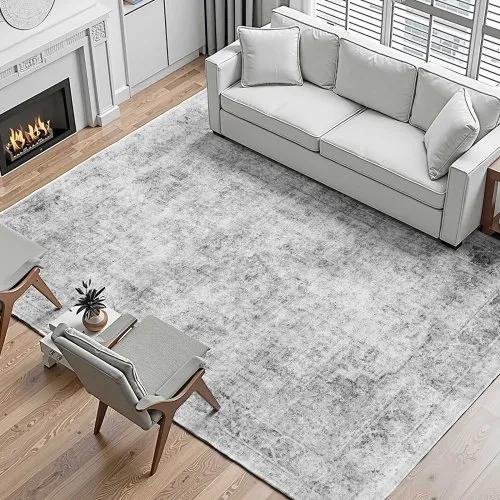 VEVOR Wohnzimmerteppich, 2743 x 3658 mm Kurzflor, waschbarer Flächenteppich im Boho-Stil, rutschfester Teppich, Innenmatte für Schlafzimmer, Wohnzimmer, Kinderzimmer, Büro, grau VEVOR Wohnzimmerteppich, 2743 x 3658 mm Kurzflor, waschbarer Flächenteppich im Boho-Stil, rutschfester Teppich, Innenmatte für Schlafzimmer, Wohnzimmer, Kinderzimmer, Büro, grau