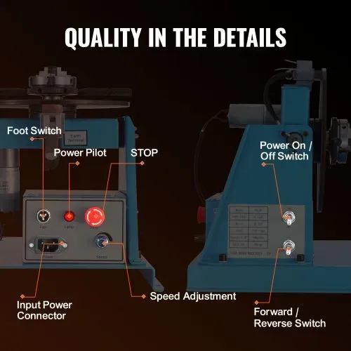 VEVOR Schweißdrehtisch 20 W Schweißpositionierer 1-12 U/min Manipulator 10 kg(Horizontal)/5 kg(vertikal) Drehtisch 0–90° Neigungswinkel K01-63 Dreibackenfutter zum Schneiden, Schleifen, Montieren – Bild 4