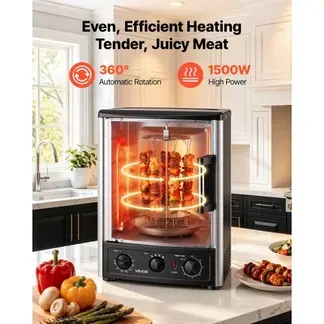 VEVOR Vertikaler Dönergrill 22 L 1500 W Gyrosgrill Kebabgrill Shawarma für Familien und Kleine Treffen, 0-240 °C, 0-60 Min Timer, mit Drehspieß, Grillrost, Fettauffangblech sowie Krümelschale VEVOR Vertikaler Dönergrill 22 L 1500 W Gyrosgrill Kebabgrill Shawarma für Familien und Kleine Treffen, 0-240 °C, 0-60 Min Timer, mit Drehspieß, Grillrost, Fettauffangblech sowie Krümelschale