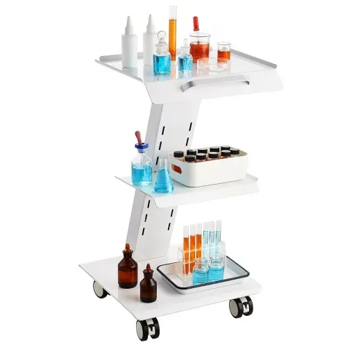 VEVOR Laborwagen, Medizinischer Servicewagen mit Integrierter Steckdose, Mobiles Dessert aus 3-lagigem Metall, mit Drehbaren Rädern, Belastung 100 kg, für Labor, Klinik, Schönheitssalon, Salon – Bild 8