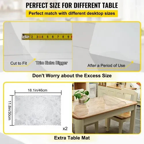 VEVOR PVC Tischabdeckung 101,6 x 182,8 cm, 1,5 mm Dicker Transparenter Tischschutz, Rechteckige transparente Schreibtischunterlage, Wasserdicht Tischschutz PVC Folie für Büro-Kommode, Nachttisch – Bild 4