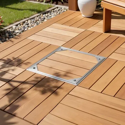 VEVOR Schachtabdeckung mit Rahmen 30 x 30 cm, Unsichtbarer Schachtdeckel Auspflasterbarer Klärgrubendeckel aus Aluminiumlegierung für Integrierten Abflusskanal auf Gehwegen in Gärten auf Terrasse – Bild 7