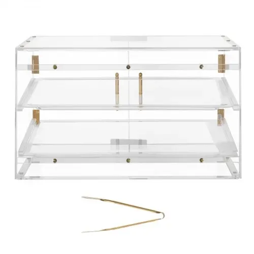 VEVOR Gebäckvitrine 2-stöckig, Gewerbliche Bäckereivitrine aus Transparentem Acryl, Thekenvitrine mit Magnetischer Rücktür & Abnehmbarer Trennwand für Kekse, Desserts und Donuts, 526 x 400 x 305 mm – Bild 8