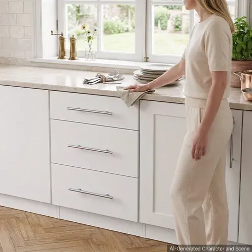 VEVOR Unterschrank 500x475x815 mm BxTxH Spanplatte Küchenunterschrank Weiß, für Waschküche und Bad, ohne Arbeitsplatte, im Shaker-Stil, mit 3 Schubladen, Soft-Close-Mechanismus und 3M-Laminierung – Bild 7