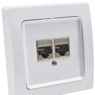 DELPHI Netzwerk-Dose 2x CAT6 inkl. Rahmen, UP, weiß DELPHI Netzwerk-Dose 2x CAT6 inkl. Rahmen, UP, weiß