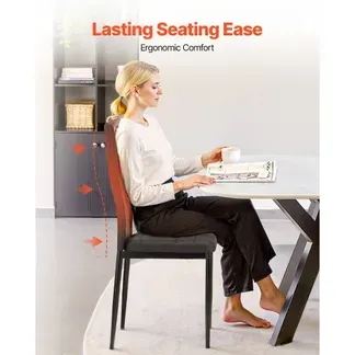 VEVOR moderner Esszimmerstuhl (4 Stk.) eleganter gepolsterter Leder-Beistellstuhl (136 kg belastbar) für Esstische, platzsparender Küchentischstuhl mit dicken Kissen & Metallbeinen, Schwarz Café VEVOR moderner Esszimmerstuhl (4 Stk.) eleganter gepolsterter Leder-Beistellstuhl (136 kg belastbar) für Esstische, platzsparender Küchentischstuhl mit dicken Kissen & Metallbeinen, Schwarz Café