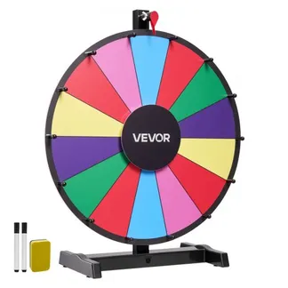 VEVOR Glücksrad Drehrad (457 mm) 14 Slots Glücksrad mit Ständer, Lotteriespiele Gewinn-Roulette mit Tafelschwamm und 2 Markern, 6 Farben, Spinning Prize Wheel ideal für Party Kneipe Messe VEVOR Glücksrad Drehrad (457 mm) 14 Slots Glücksrad mit Ständer, Lotteriespiele Gewinn-Roulette mit Tafelschwamm und 2 Markern, 6 Farben, Spinning Prize Wheel ideal für Party Kneipe Messe