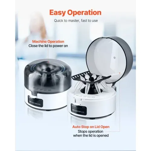 VEVOR Mini-Zentrifugenmaschine 3013 xg RCF elektrische Laborzentrifugenmaschine mit 2 in 1 Rotor für 0,2/1,5/2 ml Röhrchenkapazität, feste Drehzahl 7000 U/min, geräuscharm für Laborexperimenten – Bild 4